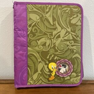 Looney Tunes Tweety Bird Trapper Keeper Style Zippered‎ Binder Rubber Frame